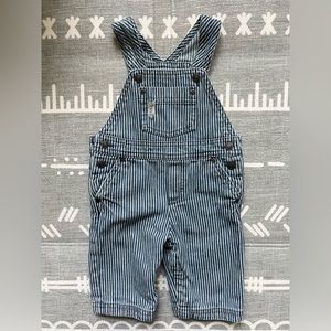 OshKosh Baby Striped Distressed Denim Overall- 6M
